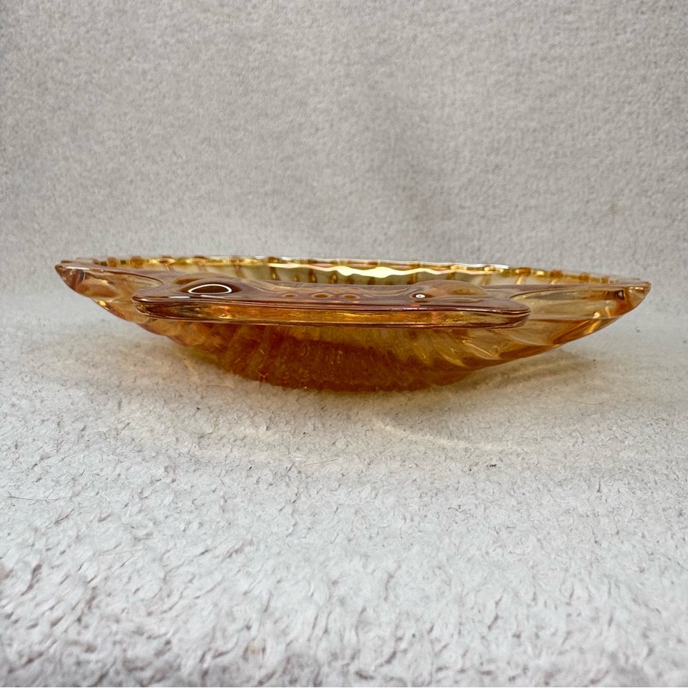 Vintage Carnival Amber Glass Small Sea Shell Trinket Dish Orange VTG Retro MCM - Picture 6 of 16